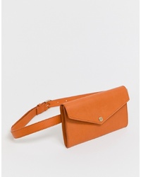 Other Stories Leather Envelope Belt Bag In Orange