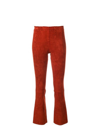Orange Leather Flare Pants for Women | Lookastic