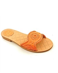 Jack Rogers Thompson Orange Leather Slides Sandals Shoes