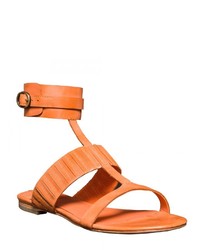 Max Studio Vellum Waxed Leather Ankle Wrap Flat Sandals