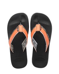 Orange Leather Flip Flops