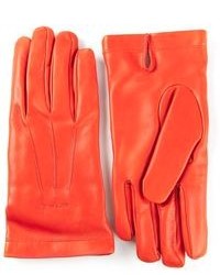 Orange Leather Gloves