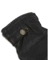 Hestra Black Embossed Luxury Utsjo Leather Gloves