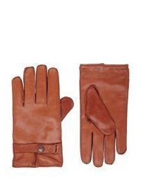 Barneys New York Snap Tab Leather Gloves Nude