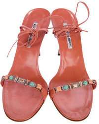 Manolo Blahnik Embellished Leather Sandals