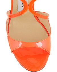 Jimmy Choo Lang Neon Patent Leather Sandals