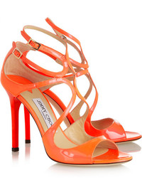 Jimmy Choo Lang Neon Patent Leather Sandals