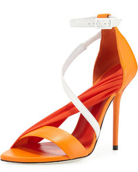 Versace Multi Strap High Heel Sandal Orangewhite