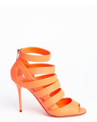 Jimmy Choo Neon Flame Caged Leather Dame Heel Sandals