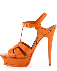 Saint Laurent Tribute High Heel Patent Sandal Orange
