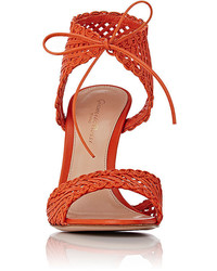 Gianvito Rossi Woven Leather Ankle Tie Sandals