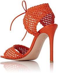Gianvito Rossi Woven Leather Ankle Tie Sandals