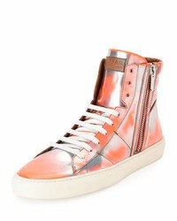 Bally Hensel Fluorescent Leather High Top Sneaker Orange