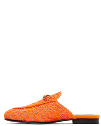 Gucci Orange Lace Princetown Slippers