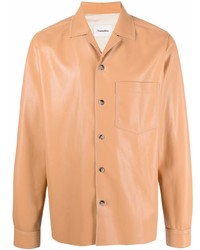Orange Leather Long Sleeve Shirt