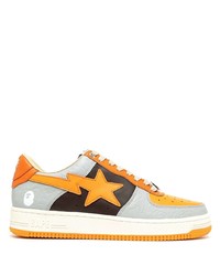 A Bathing Ape Star Patch Panelled Low Top Leather Sneakers