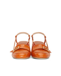 Fendi Orange Croc Slingback Heels