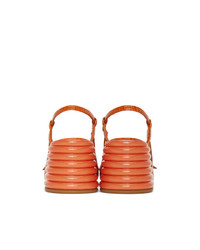 Fendi Orange Croc Slingback Heels