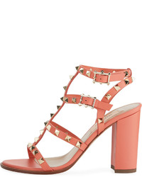 Valentino Rockstud Strappy City Sandal Orange