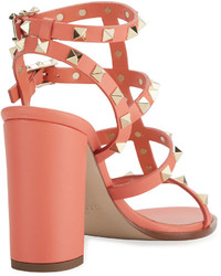 Valentino Rockstud Strappy City Sandal Orange