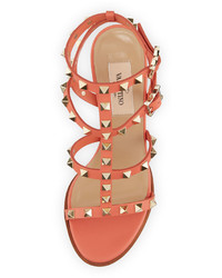 Valentino Rockstud Strappy City Sandal Orange