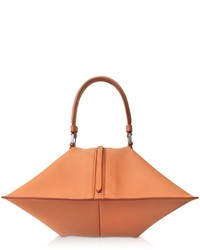 Jil Sander 4angle Small Open Orange Leather Satchel Bag