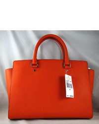 MICHAEL Michael Kors Michl Michl Kors Selma Large Orange Leather Satchel Bag