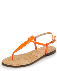Orange Leather Thong Sandals
