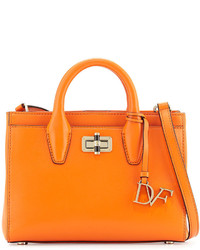 Diane von Furstenberg 440 Gallery Mini Viviana Leather Tote Bag Fire Orange