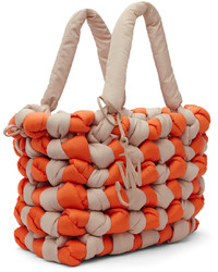 JW Anderson Beige Orange Large Knotted Tote