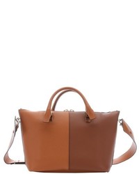 Chloé Chloe Brown And Rust Leather Colorblock Baylee Convertible Tote