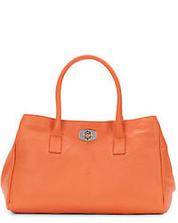 Furla logo-plaque leather tote bag - Orange