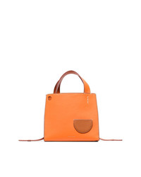 Danse Lente Orange Margot Outer Pocket Leather Tote Bag