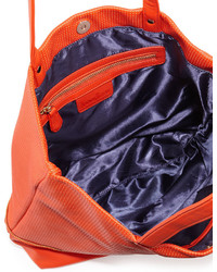 Neiman Marcus Perforated Zip Trim Tote Bag Poppy