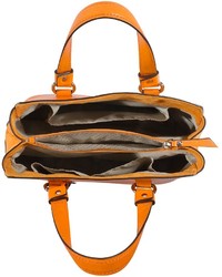 Francesco Biasia Pigalle Orange Saffiano Leather Tote