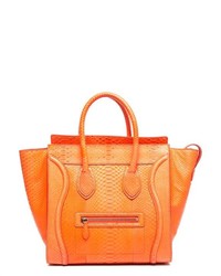 Celine Pre Owned Orange Python Mini Luggage Bag