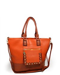 TheDapperTie Orange Faux Leather Tote Handbag Dw8313