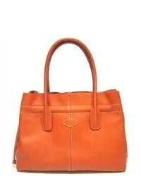 Tods Lady D Leather Large Tote Orange