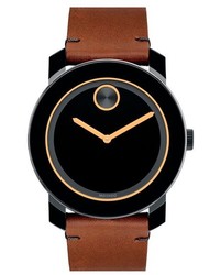 Movado Bold Leather Strap Watch 42mm