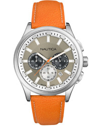 Nautica Chronograph Orange Strap Watch 44mm N16692g