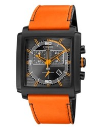 Citizen Watch Chronograph Drive From Eco Drive Orange Leather Strap 40mm At2217 01h