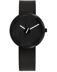 Projects Watches Black Stainless Steel Leather Watch Sometimes