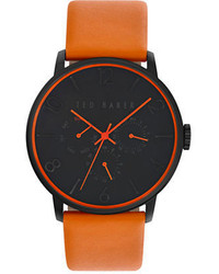 Ted Baker Smart Casual Black Chronograph And Leather Strap Watch