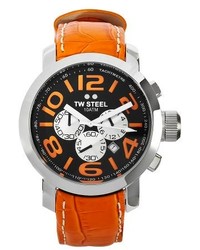 TW Steel Tw 52 Grandeur Orange Leather Chronograph Dial Watch