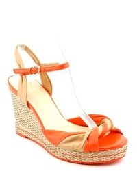 Cole Haan Cascadia High Sandal Orange Leather Wedge Sandals Shoes