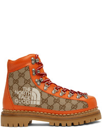 Gucci Orange The North Face Edition Lace Up Boots
