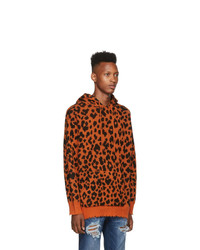 R13 Orange Leopard Hoodie