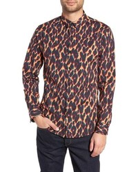 Orange Leopard Long Sleeve Shirt