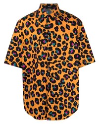 Versace Leopard Print Short Sleeve Shirt