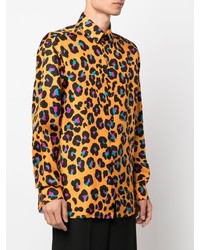 Versace Daisy Leopard Print Silk Shirt